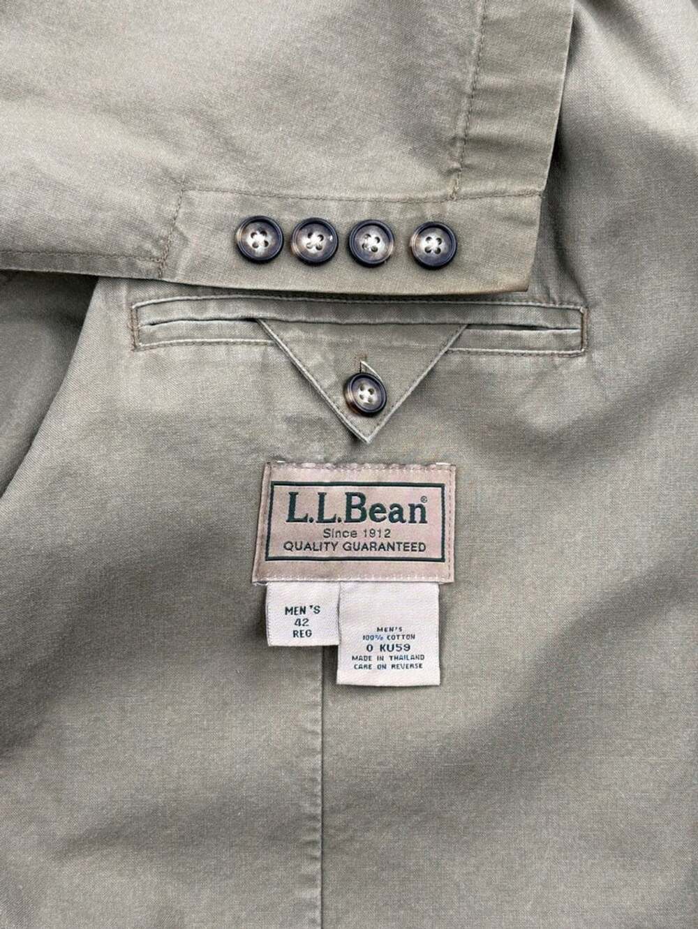 VINTAGE LL Bean Men's Jacket Military style Blazer Canvas 90s 42R